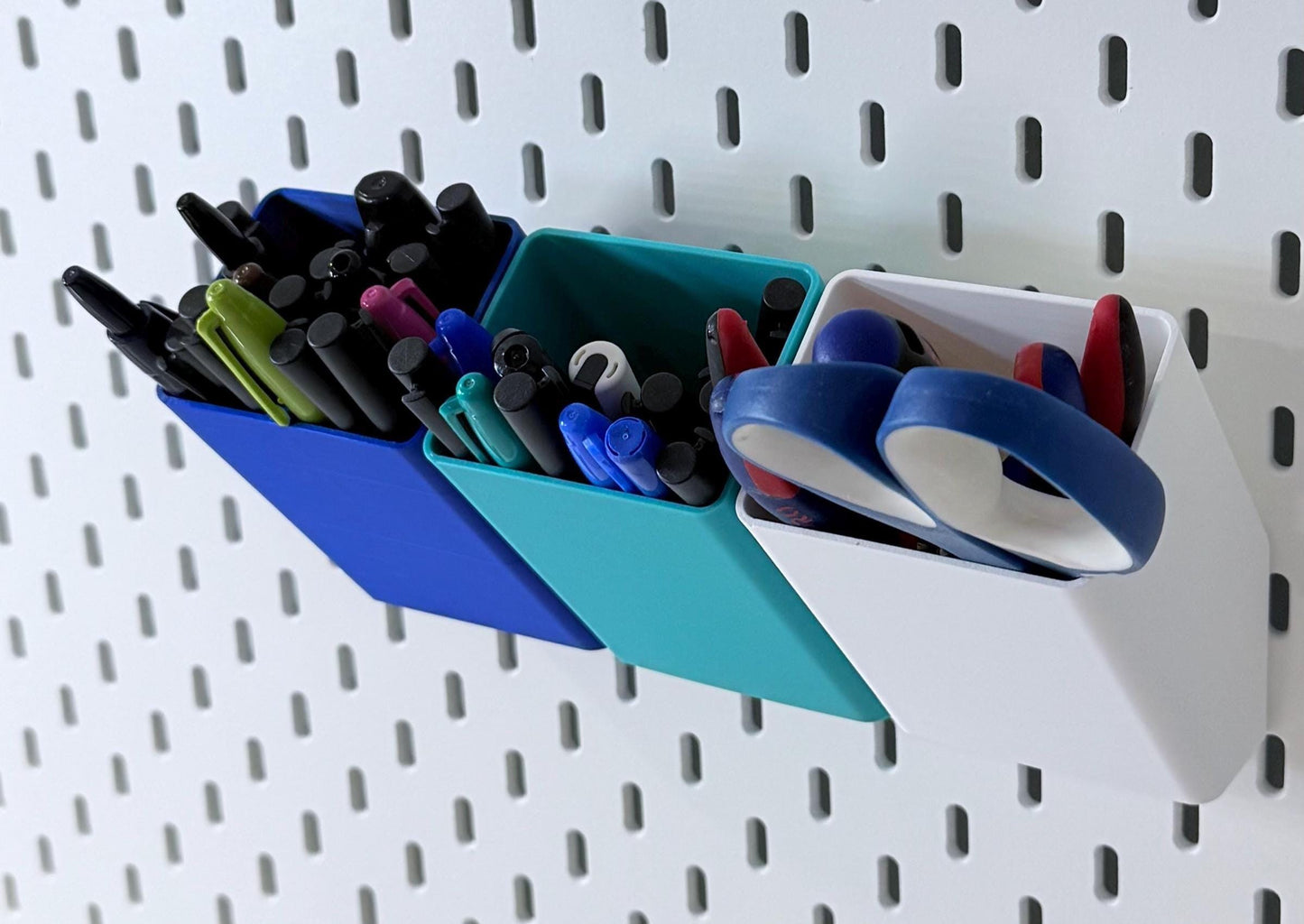 Slanted Pencil Container for IKEA SKÅDIS Pegboards - 3D Printed Pen and Marker Holder - Desk and Craft Room Organizer - 30+ Colors