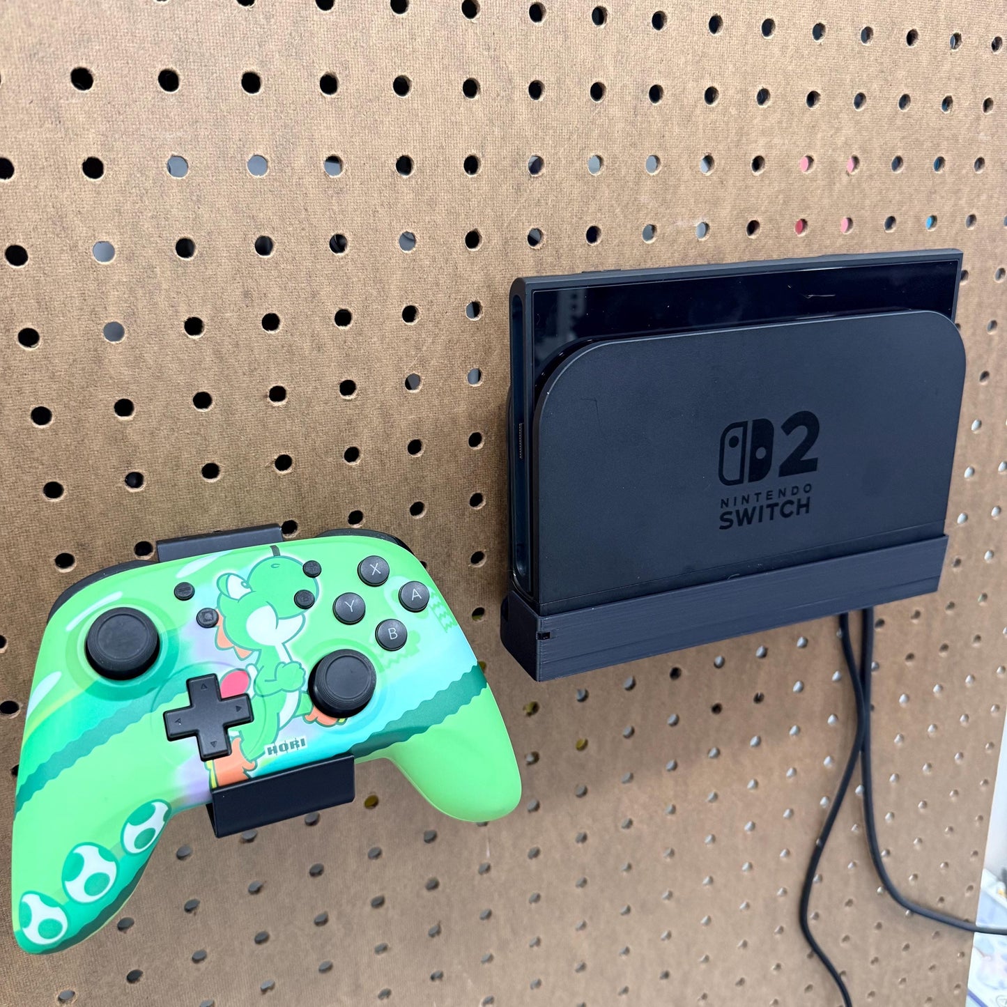 Switch® 2 Dock Holder Shelf for 1/4” Pegboard – Wall Mount & Gaming Organizer