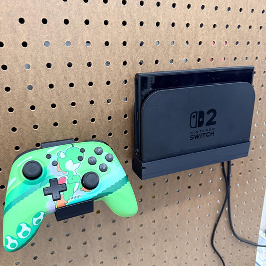Switch® 2 Dock Holder Shelf for 1/4” Pegboard – Wall Mount & Gaming Organizer