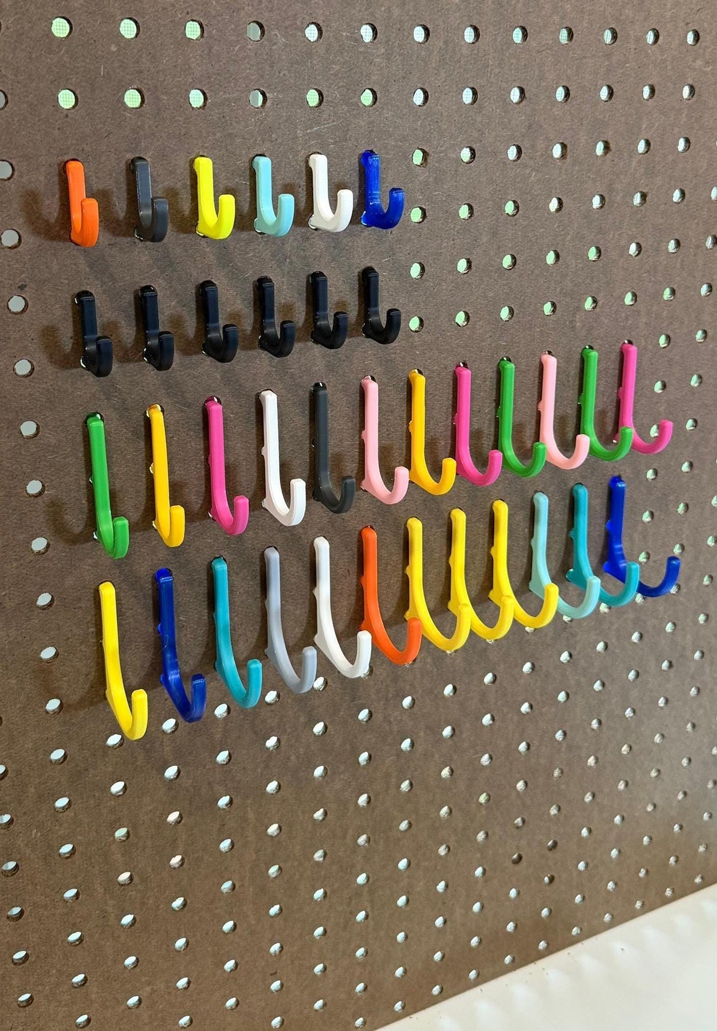 Pegboard Hooks: Multi-Purpose Durable Office, Craft Room, Kitchen Organizer - 3D Printed