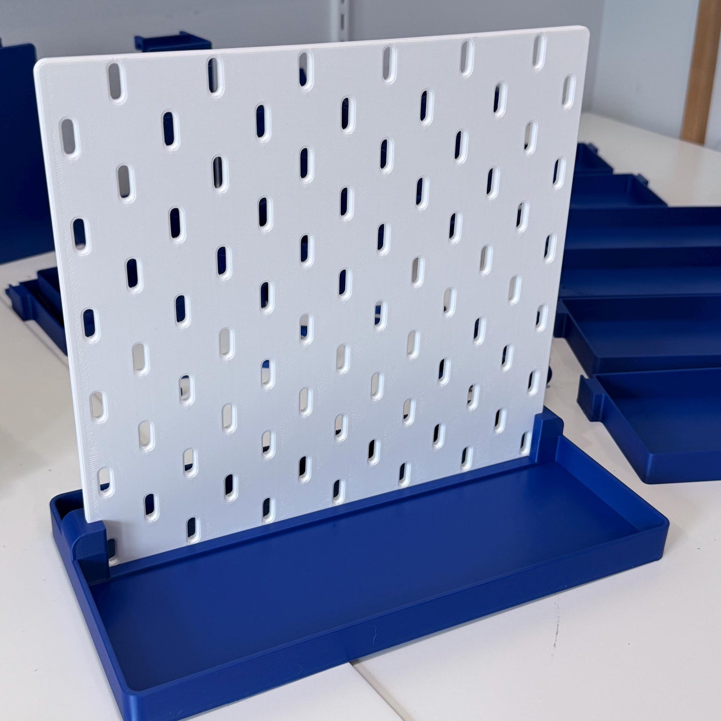 Freestanding SKÅDIS Desktop Pegboard - 3D Printed Desk Organizer with Modular Tray - Office, Crafts, Vanity - 30+ Colors