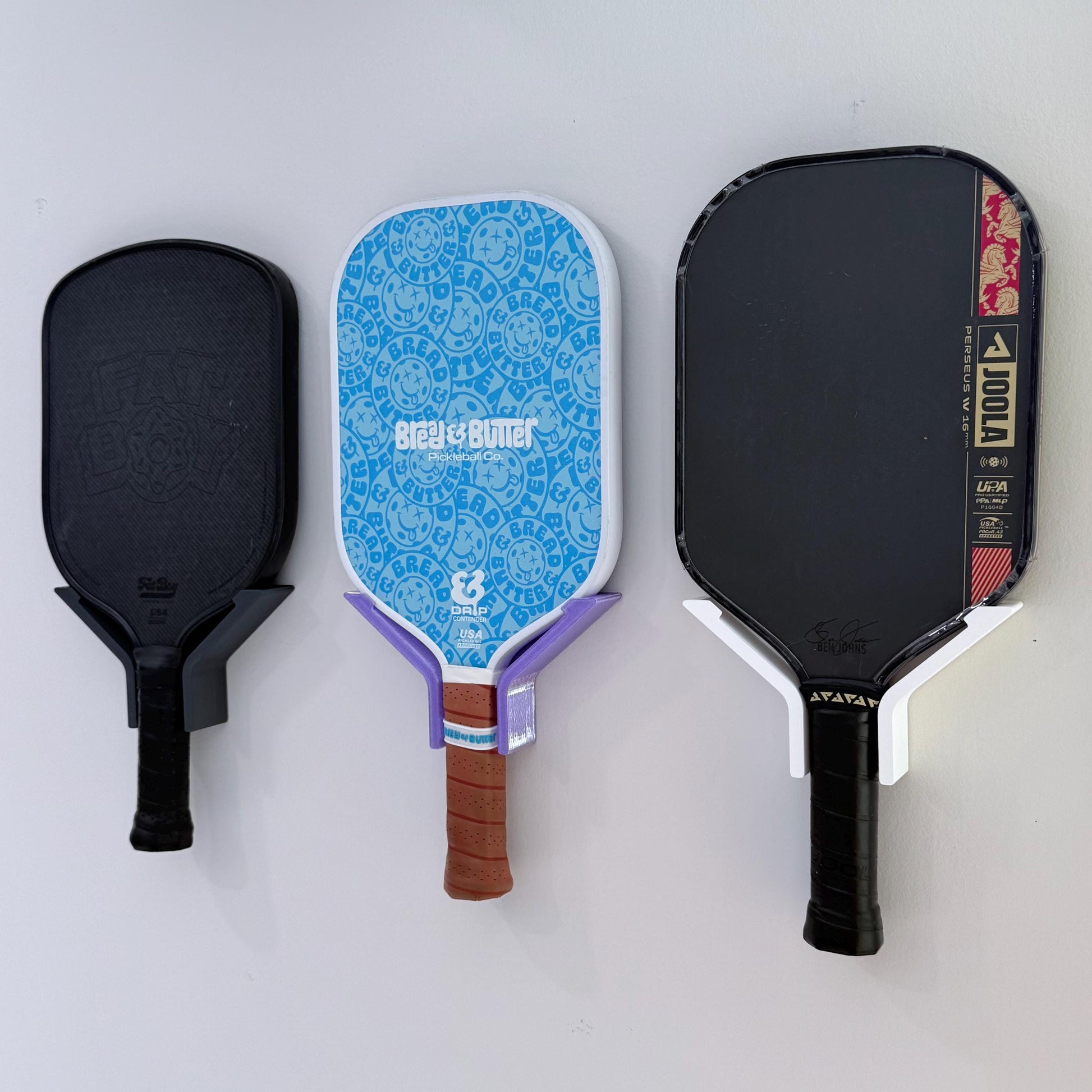 Pickleball Paddle Wall Mount - 3D Printed with Screw or Command Strip Install - Universal Paddle Fit - 30+ Colors