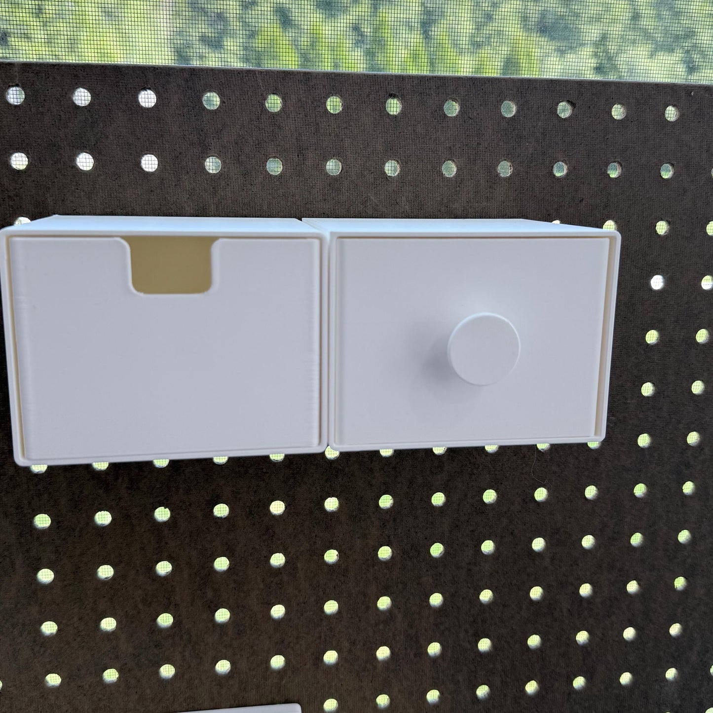 1/4 Inch Pegboard Drawers - Modular Stackable Storage Organizer - 18 Sizes & Knob Options - 3D Printed - 30+ Colors