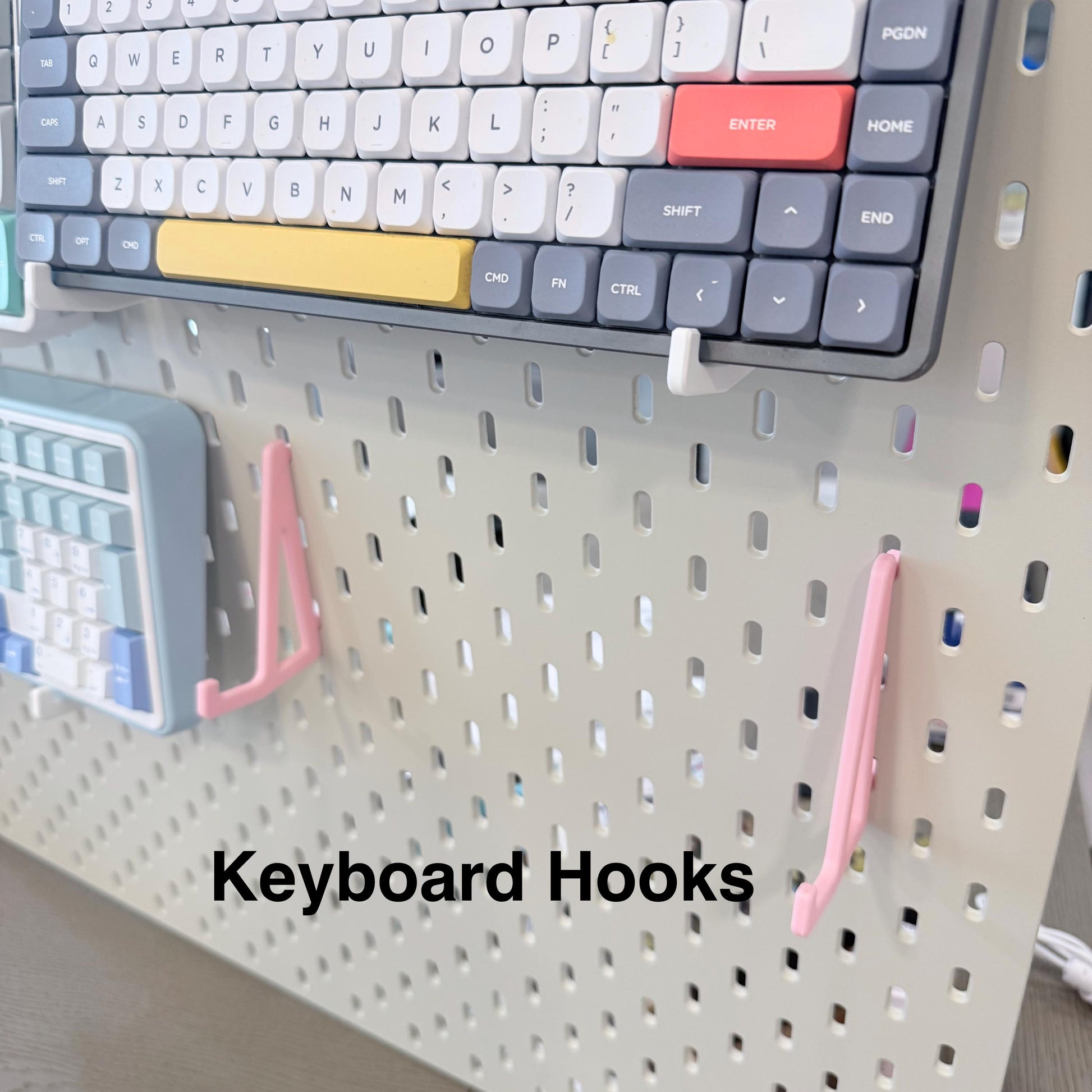 Keyboard Wall Mount Hooks for IKEA SKÅDIS Pegboard - 3D Printed Pair for Mechanical and Gaming Keyboards - 30+ Colors