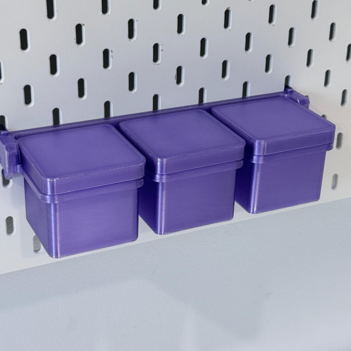 IKEA SKÅDIS 3-Bin Organizer for Pegboard or Råskog Cart - 3D Printed Drop-In Removable Bins - Crafts, Sewing - 30+ Colors