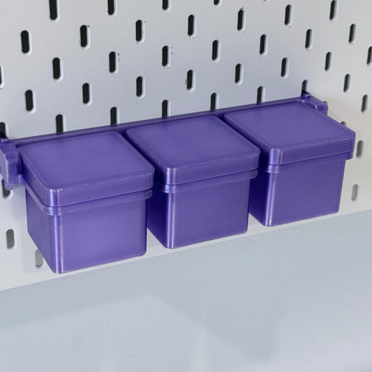 IKEA SKÅDIS 3-Bin Organizer for Pegboard or Råskog Cart - 3D Printed Drop-In Removable Bins - Crafts, Sewing - 30+ Colors