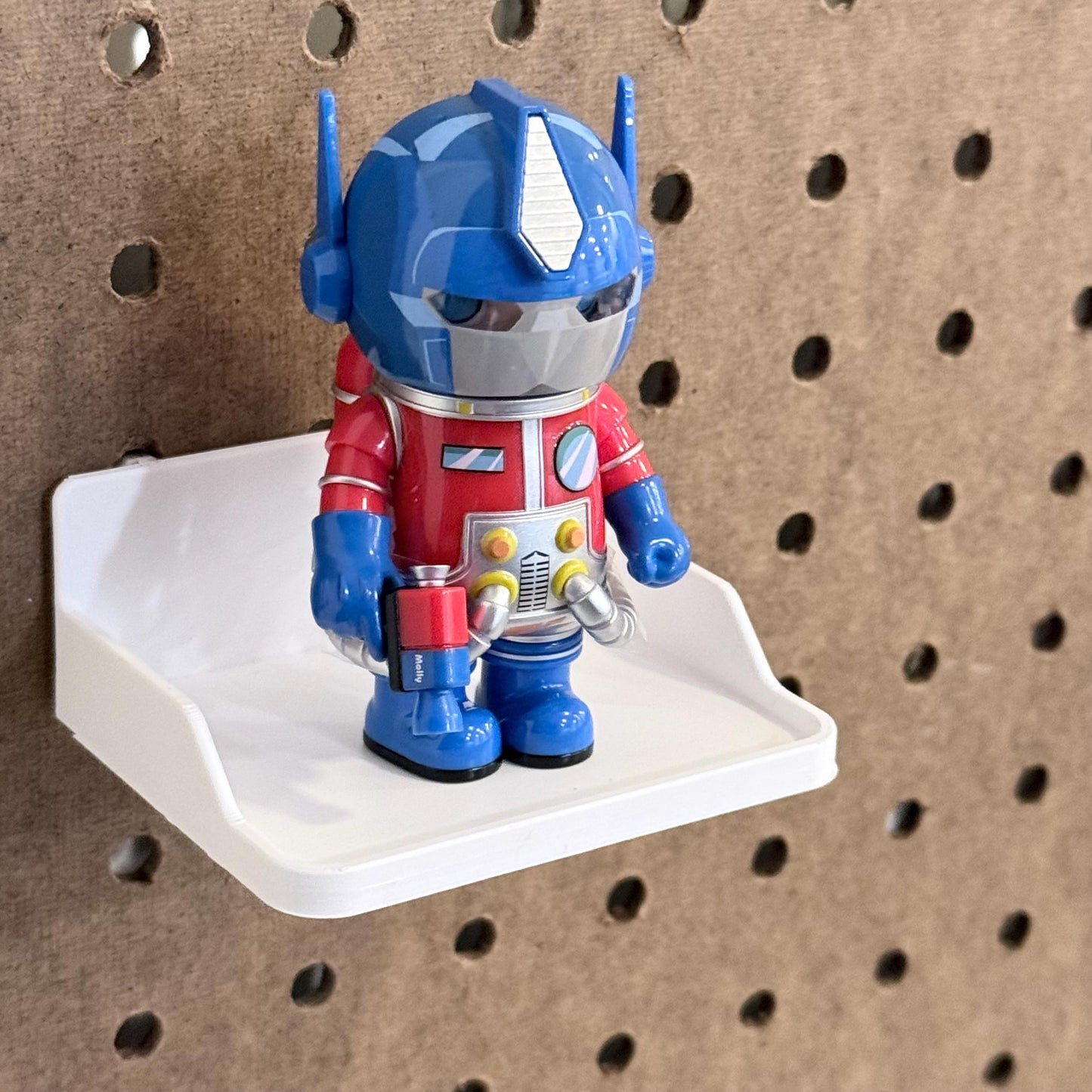1/4" Pegboard Shelf with Built-In Pegs - 3D Printed One-Piece Clean-Fit Design - 10 Sizes, 2 Depths - 30+ Colors