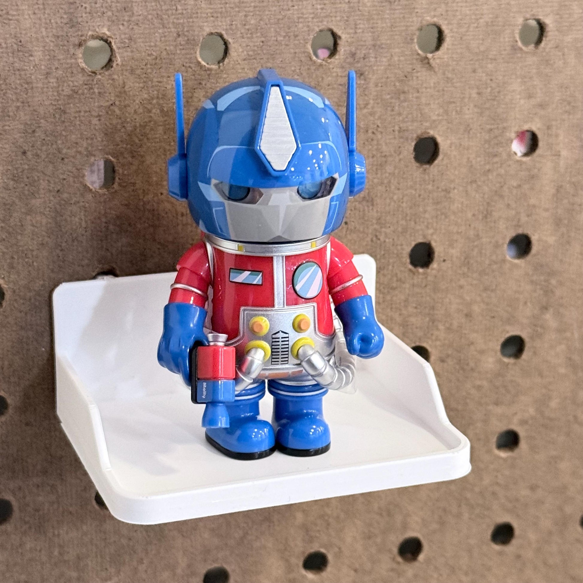 1/4" Pegboard Shelf with Built-In Pegs - 3D Printed One-Piece Clean-Fit Design - 10 Sizes, 2 Depths - 30+ Colors