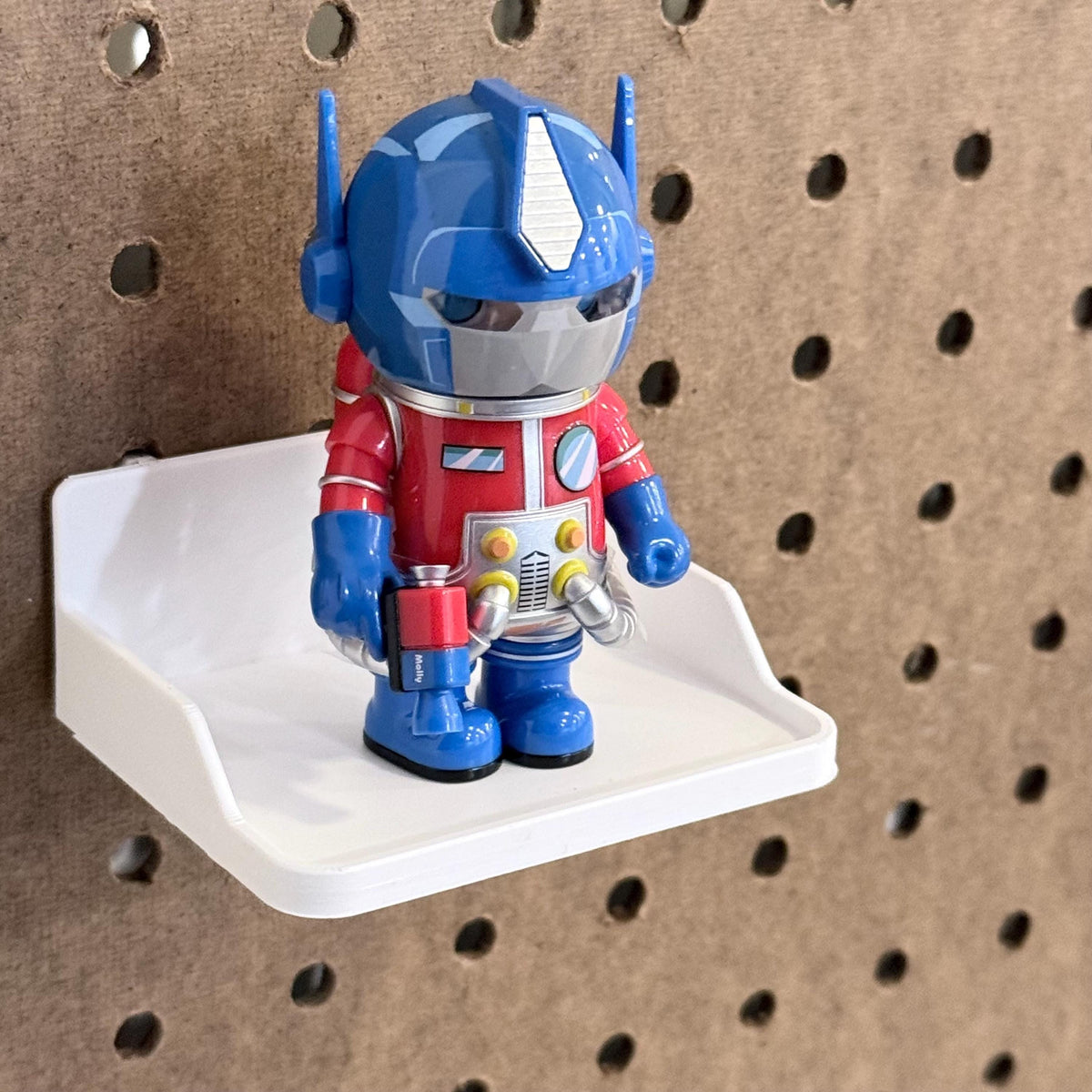 1/4" Pegboard Shelf with Built-In Pegs - 3D Printed One-Piece Clean-Fit Design - 10 Sizes, 2 Depths - 30+ Colors