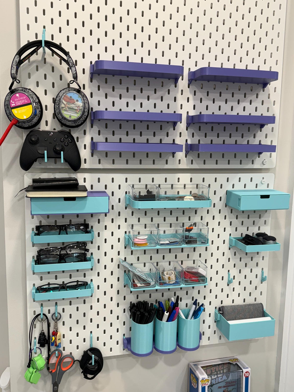 IKEA SKÅDIS Pegboard Accessories Bundle - 3D Printed Shelves, Bins, Hooks, Drawers - Craft Room, Sewing, Home Office Organizer