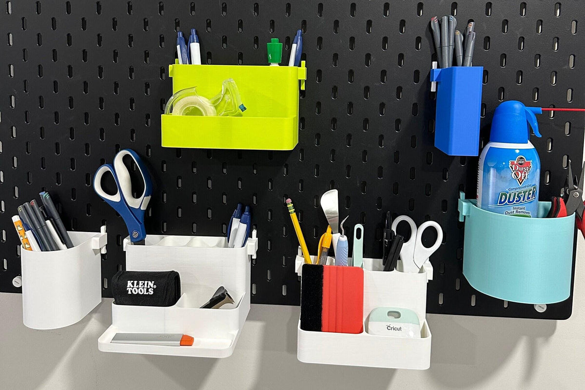 IKEA SKÅDIS Multi-Tier Shelf Bin - 3D Printed Tiered Organizer for Pegboards and Carts - Crafts and Sewing - 30+ Colors