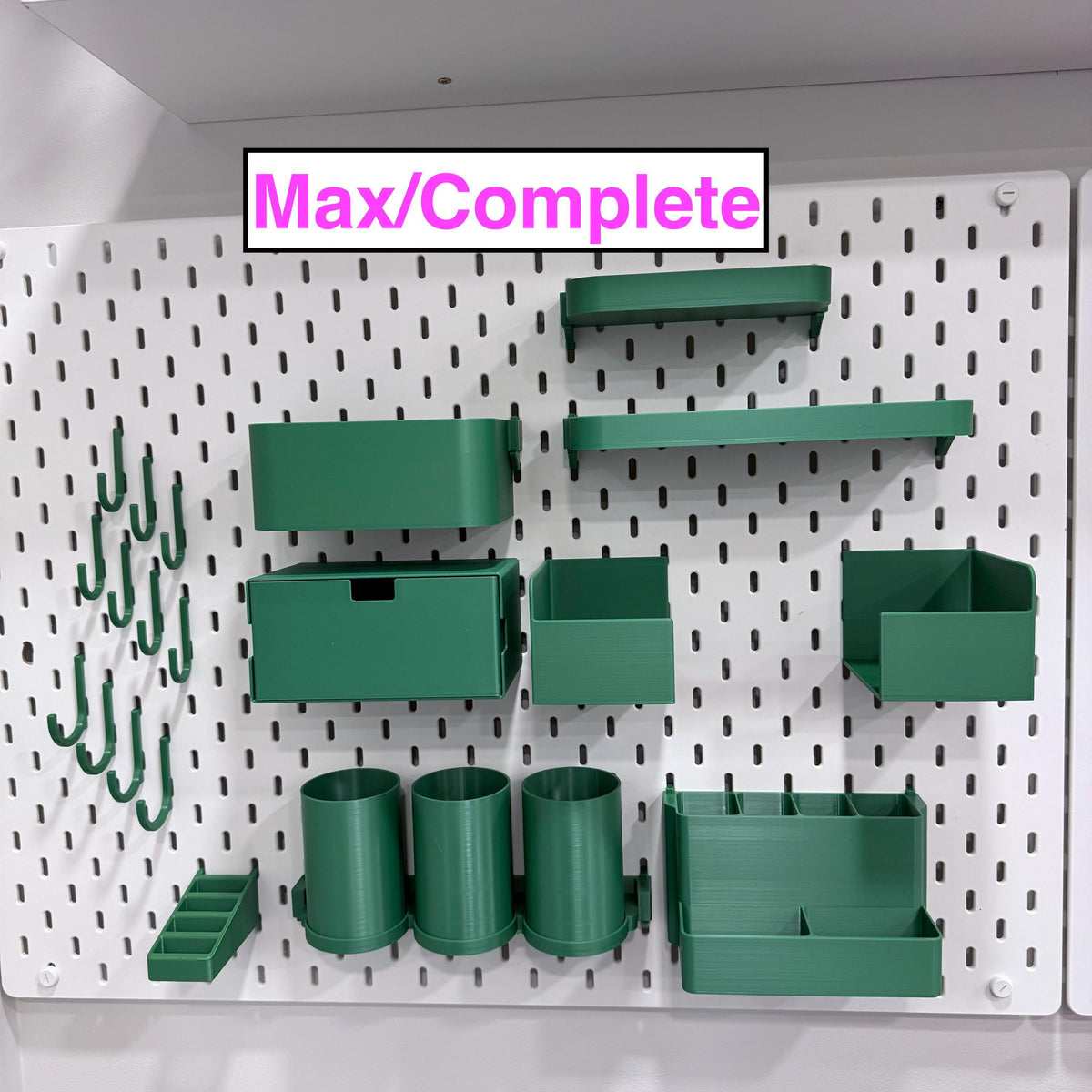 IKEA SKÅDIS Pegboard Accessories Bundle - 3D Printed Shelves, Bins, Hooks, Drawers - Craft Room, Sewing, Home Office Organizer