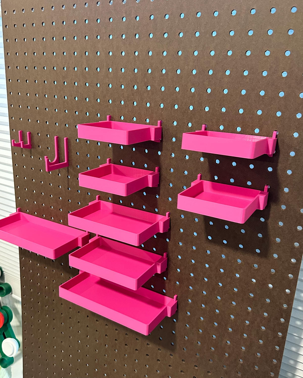 Pegboard Shelves for Standard 1/4" Holes - 3D Printed Custom Sizes & Colors - Tool, Craft Room and Garage Organizer - 30+ Colors