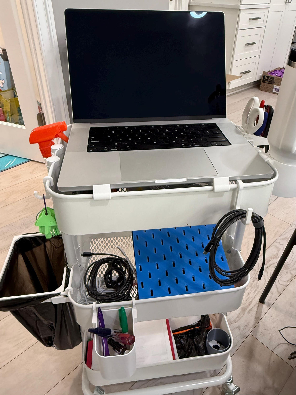 RASKOG Laptop Cart Shelf - 3D Printed Clip-On Stand for IKEA Utility Carts - Mobile Office, Standing Desk, Cart Accessory