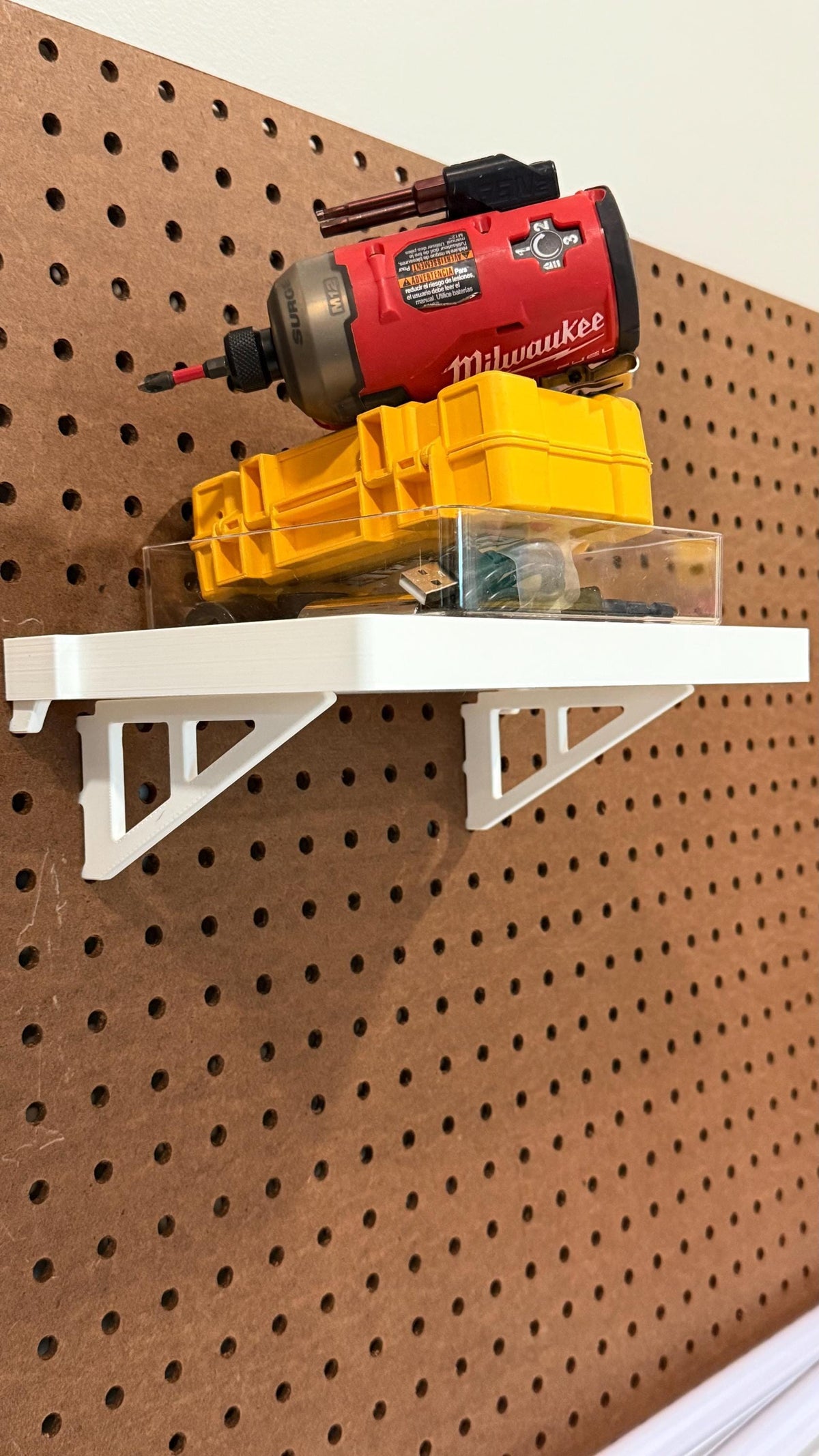 Pegboard Shelves for Standard 1/4" Holes - 3D Printed Custom Sizes & Colors - Tool, Craft Room and Garage Organizer - 30+ Colors
