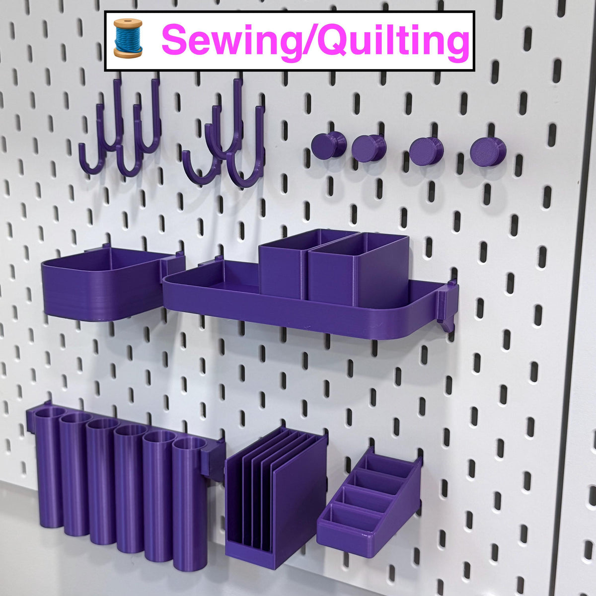 IKEA SKÅDIS Pegboard Accessories Bundle - 3D Printed Shelves, Bins, Hooks, Drawers - Craft Room, Sewing, Home Office Organizer