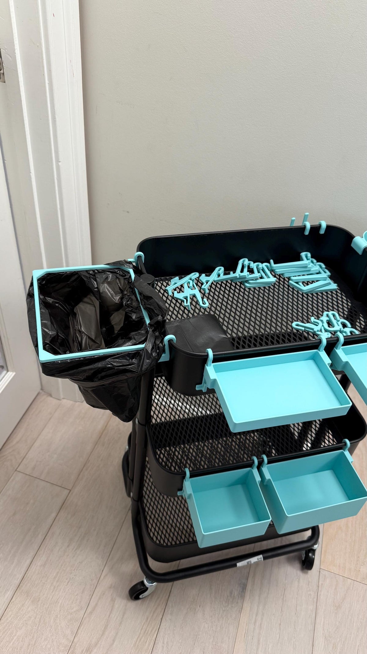 Magnetic Trash Bag Holder for IKEA SKÅDIS Pegboard and Råskog Cart - 3D Printed - Starter Bags Included - 30+ Colors