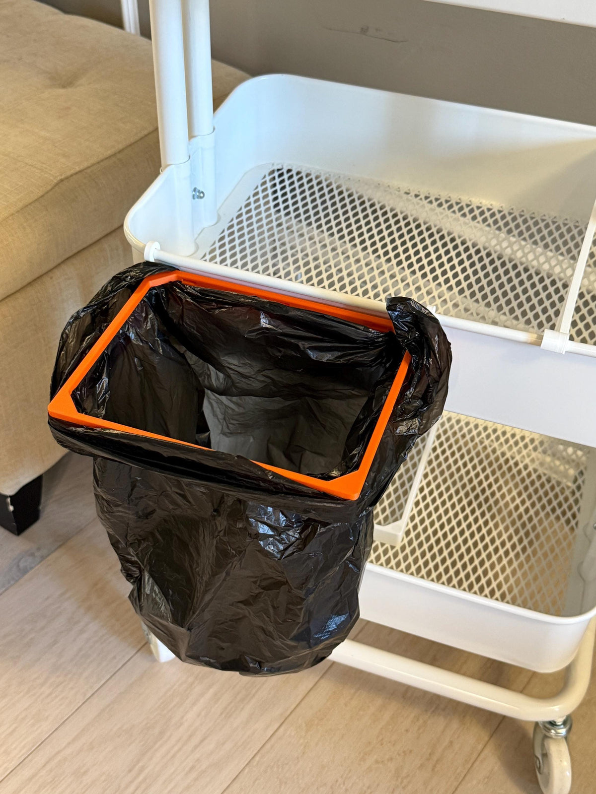 Magnetic Trash Bag Holder for IKEA SKÅDIS Pegboard and Råskog Cart - 3D Printed - Starter Bags Included - 30+ Colors