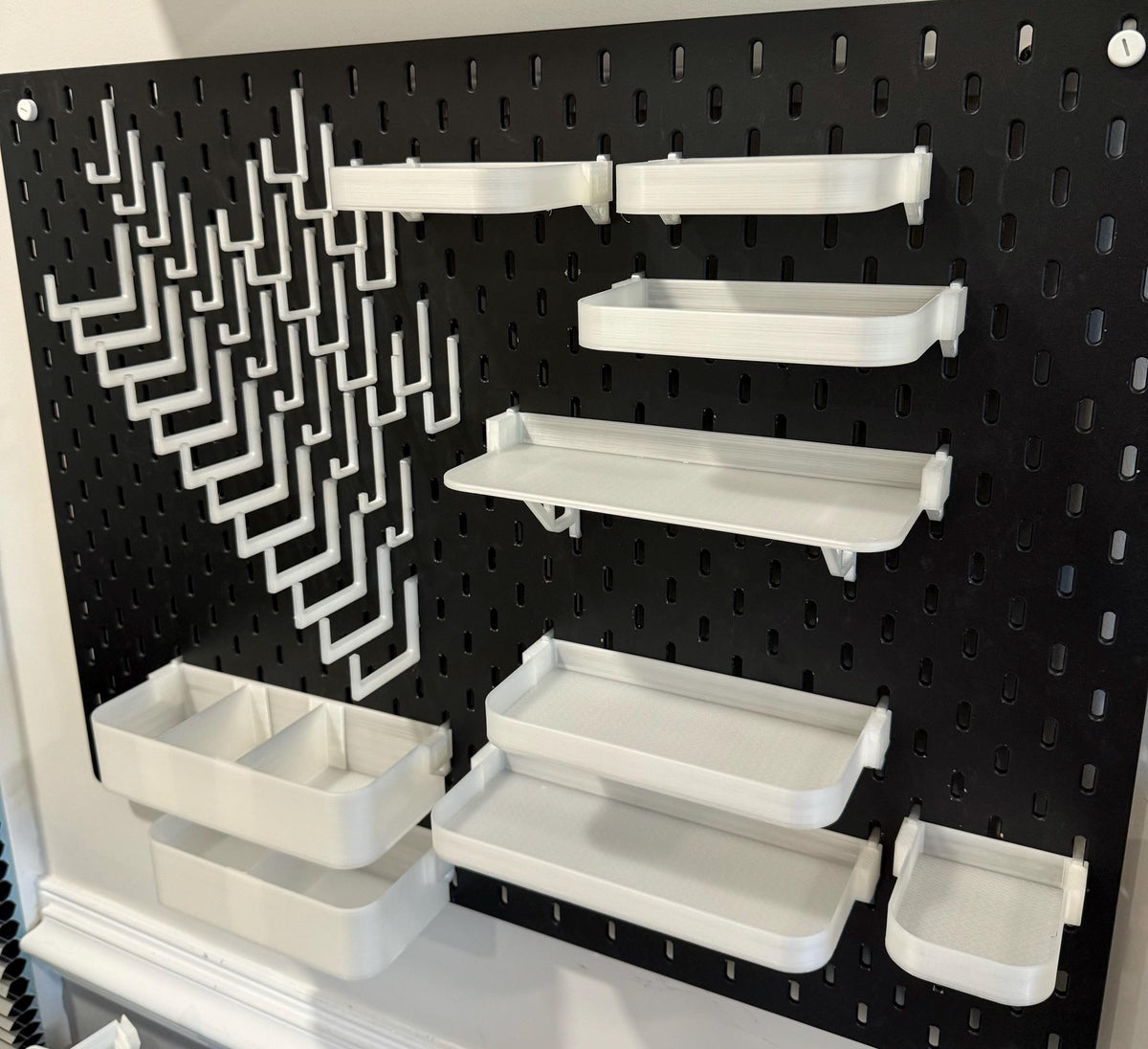 IKEA SKÅDIS Pegboard Accessories Bundle - 3D Printed Shelves, Bins, Hooks, Drawers - Craft Room, Sewing, Home Office Organizer