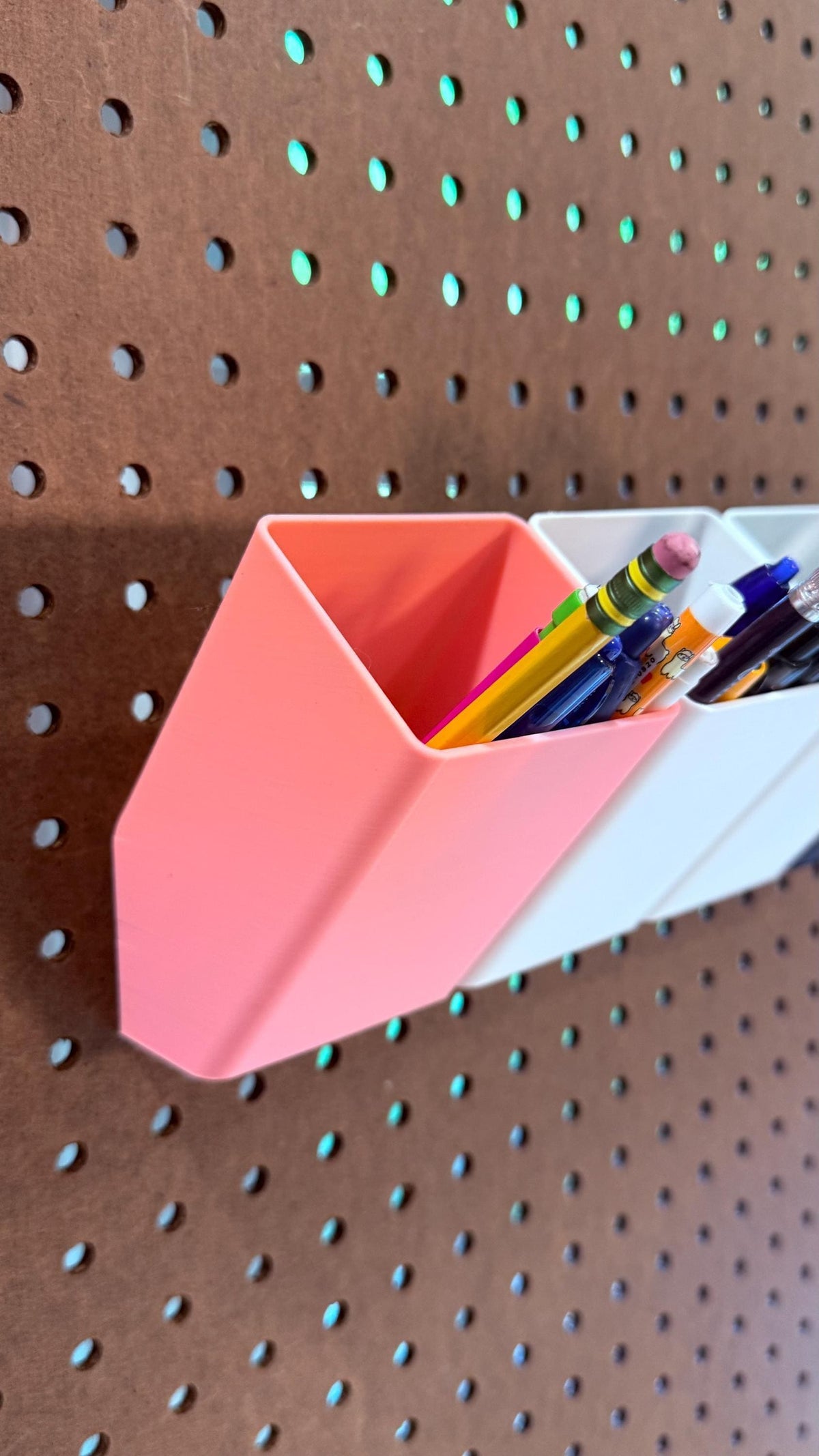 Pegboard Slanted Pencil Holder – Multiple Sizes – Open Style – 3D Printed Organizer – 30+ Colors