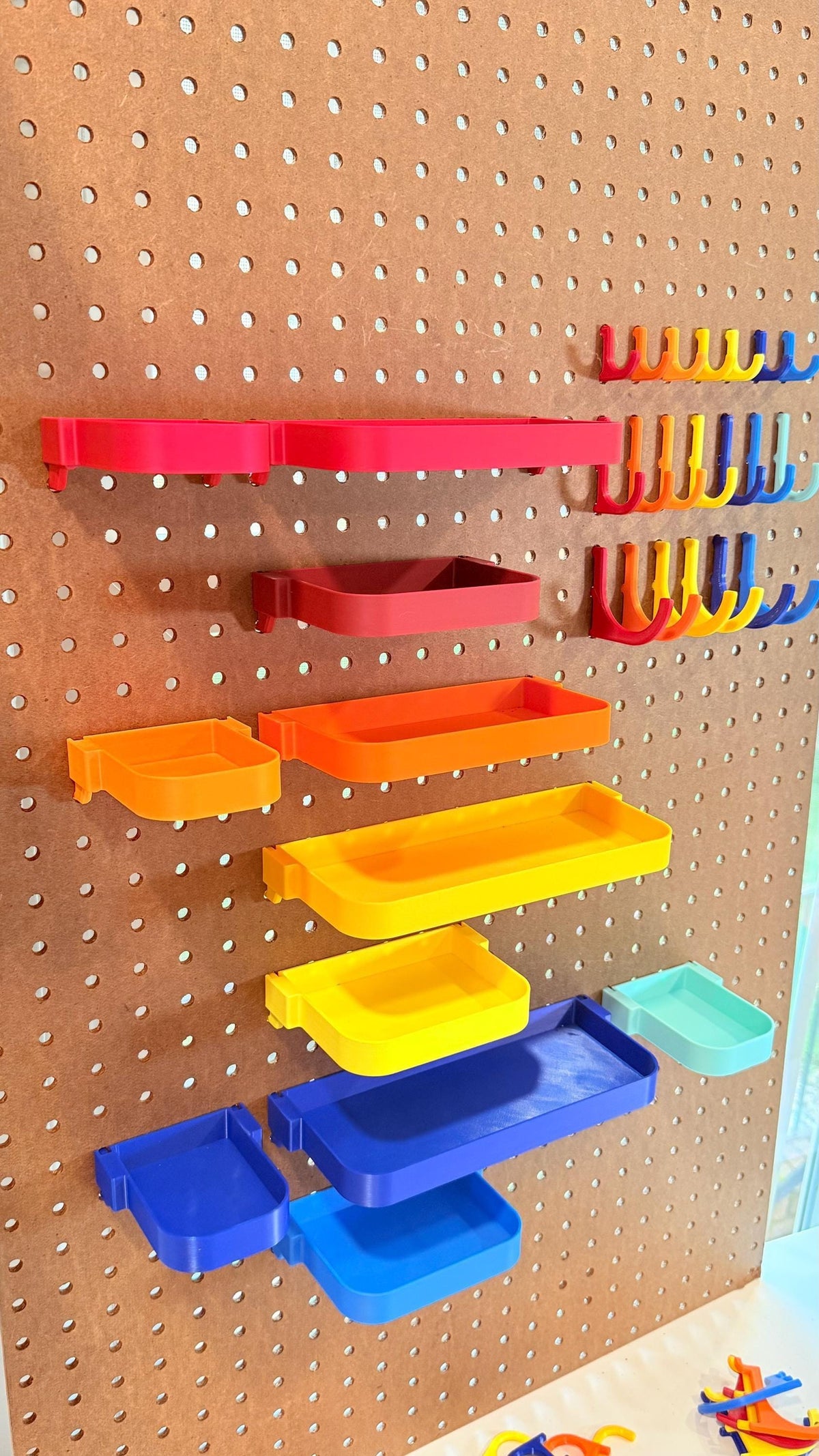 Pegboard Shelves for Standard 1/4" Holes - 3D Printed Custom Sizes & Colors - Tool, Craft Room and Garage Organizer - 30+ Colors
