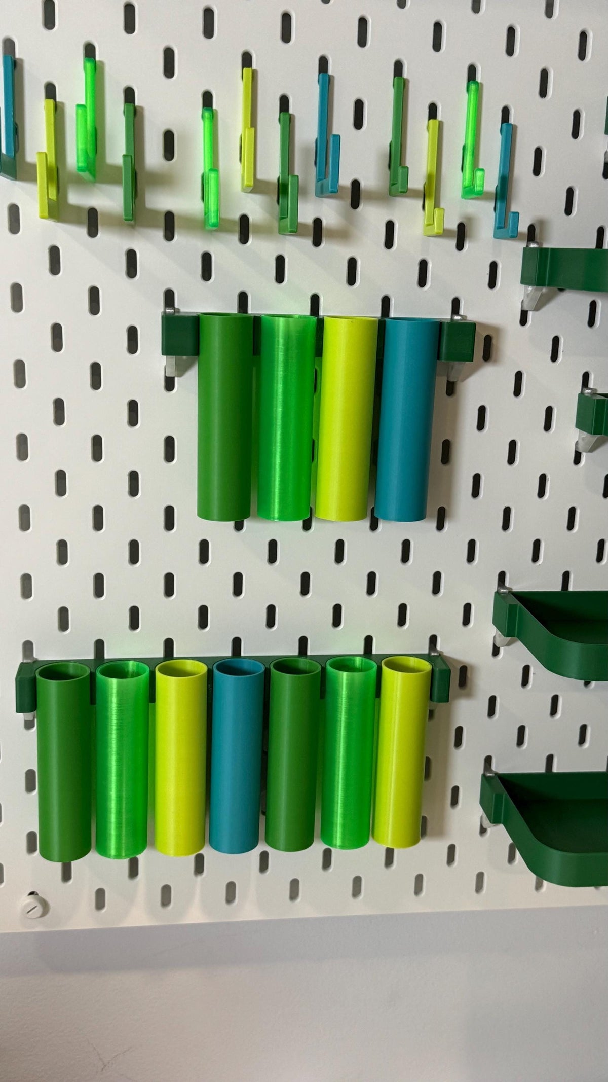 SKÅDIS Pegboard Storage Tube Organizer - 3D Printed Multi-Tube Holder for Pens, Brushes, Tools - Råskog Cart - 30+ Colors