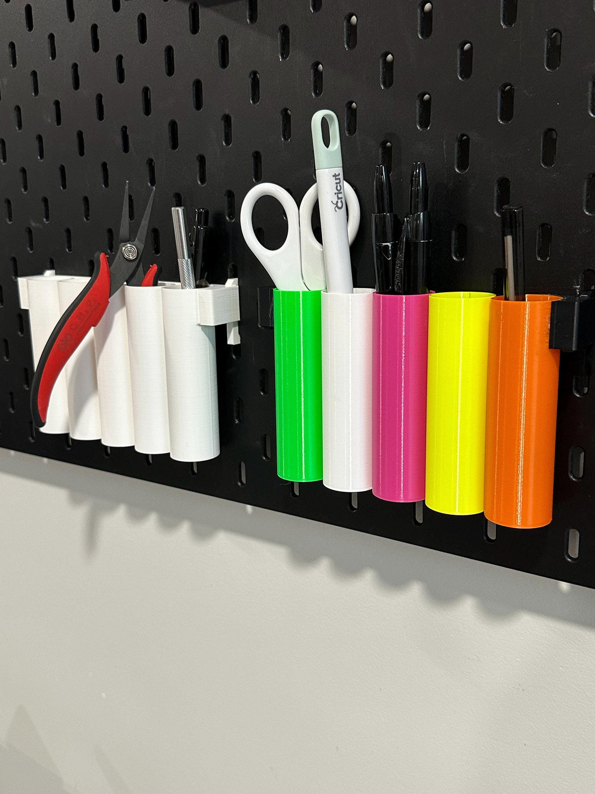 SKÅDIS Pegboard Storage Tube Organizer - 3D Printed Multi-Tube Holder for Pens, Brushes, Tools - Råskog Cart - 30+ Colors