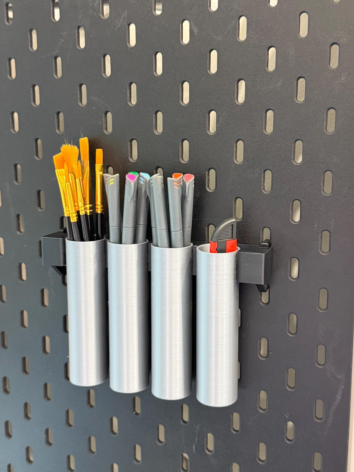 SKÅDIS Pegboard Storage Tube Organizer - 3D Printed Multi-Tube Holder for Pens, Brushes, Tools - Råskog Cart - 30+ Colors