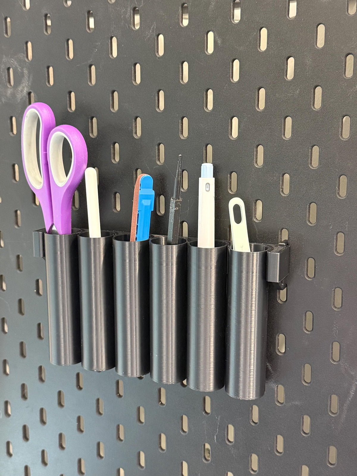 SKÅDIS Pegboard Storage Tube Organizer - 3D Printed Multi-Tube Holder for Pens, Brushes, Tools - Råskog Cart - 30+ Colors