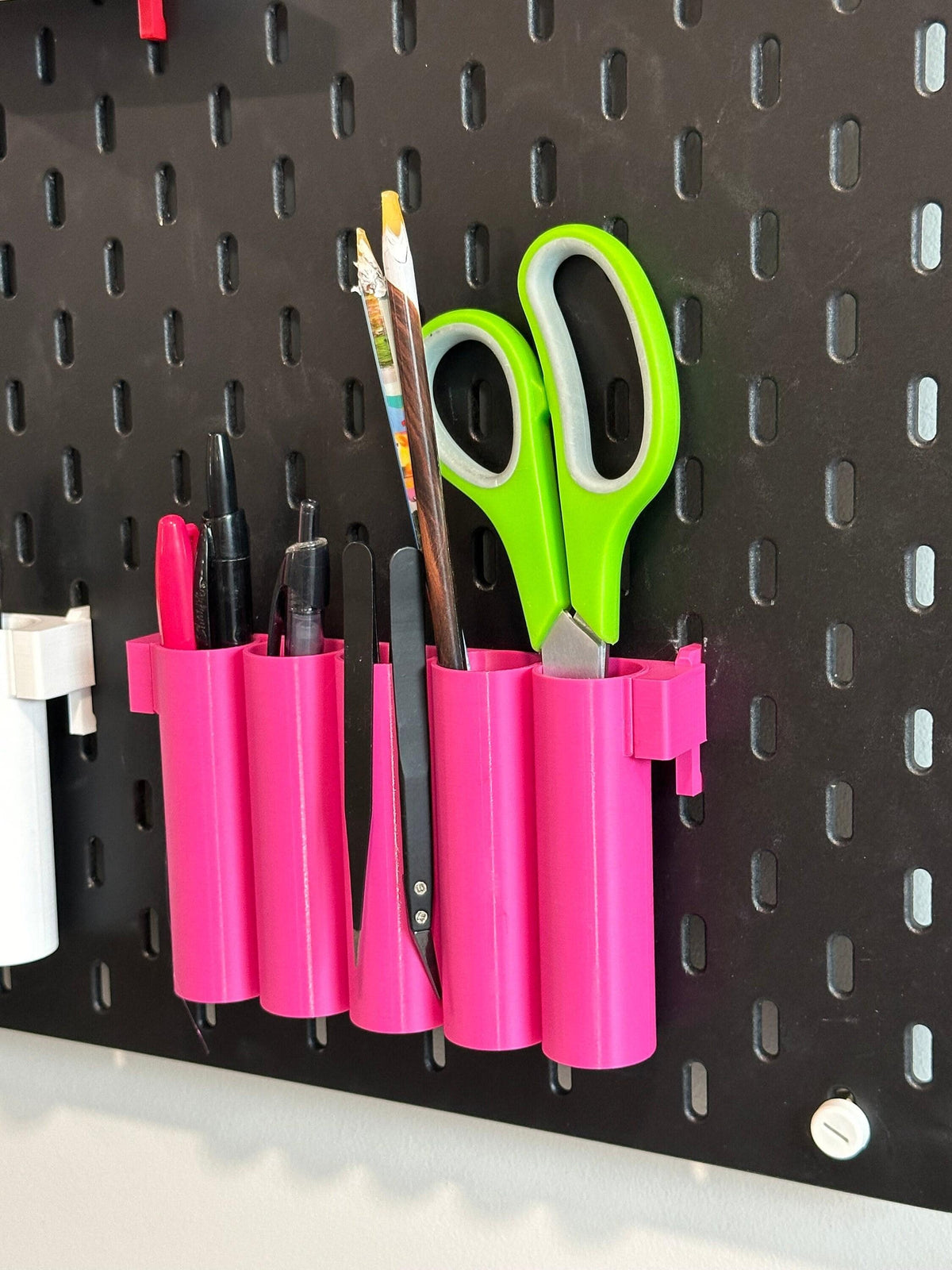 SKÅDIS Pegboard Storage Tube Organizer - 3D Printed Multi-Tube Holder for Pens, Brushes, Tools - Råskog Cart - 30+ Colors