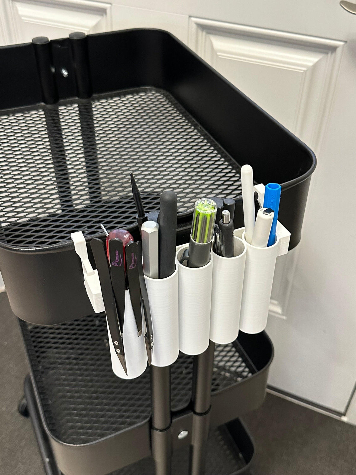 SKÅDIS Pegboard Storage Tube Organizer - 3D Printed Multi-Tube Holder for Pens, Brushes, Tools - Råskog Cart - 30+ Colors