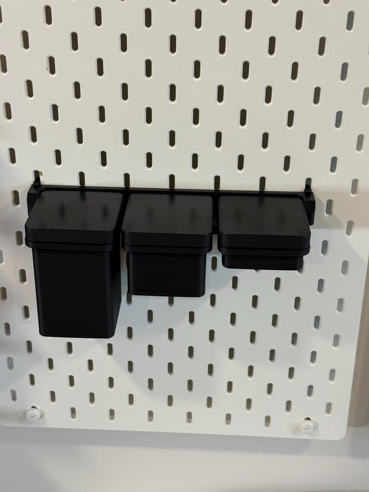 IKEA SKÅDIS 3-Bin Organizer for Pegboard or Råskog Cart - 3D Printed Drop-In Removable Bins - Crafts, Sewing - 30+ Colors