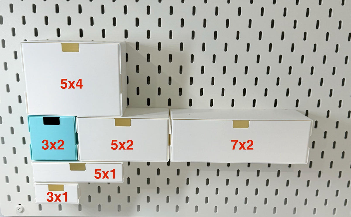 IKEA SKÅDIS Pegboard Drawers - Modular Stackable Storage Organizer - Custom Sizes & Colors - 3D Printed - 30+ Colors