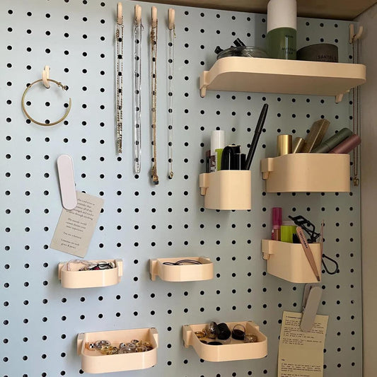 1/4 Inch Pegboard Bundle - 3D Printed Hooks, Shelves, Bins - Craft Room, Sewing, Quilting Storage - 30+ Colors