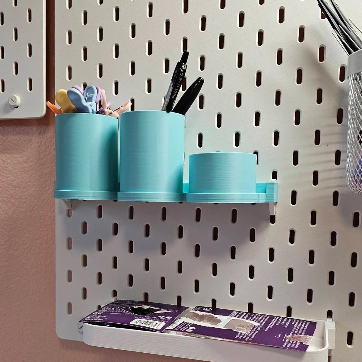 IKEA SKÅDIS Magnetic Snap-On Storage Cups - 3D Printed for Pegboards and Råskog Carts - Crafts, Sewing - 30+ Colors