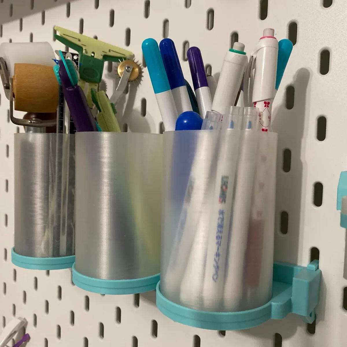 IKEA SKÅDIS Magnetic Snap-On Storage Cups - 3D Printed for Pegboards and Råskog Carts - Crafts, Sewing - 30+ Colors