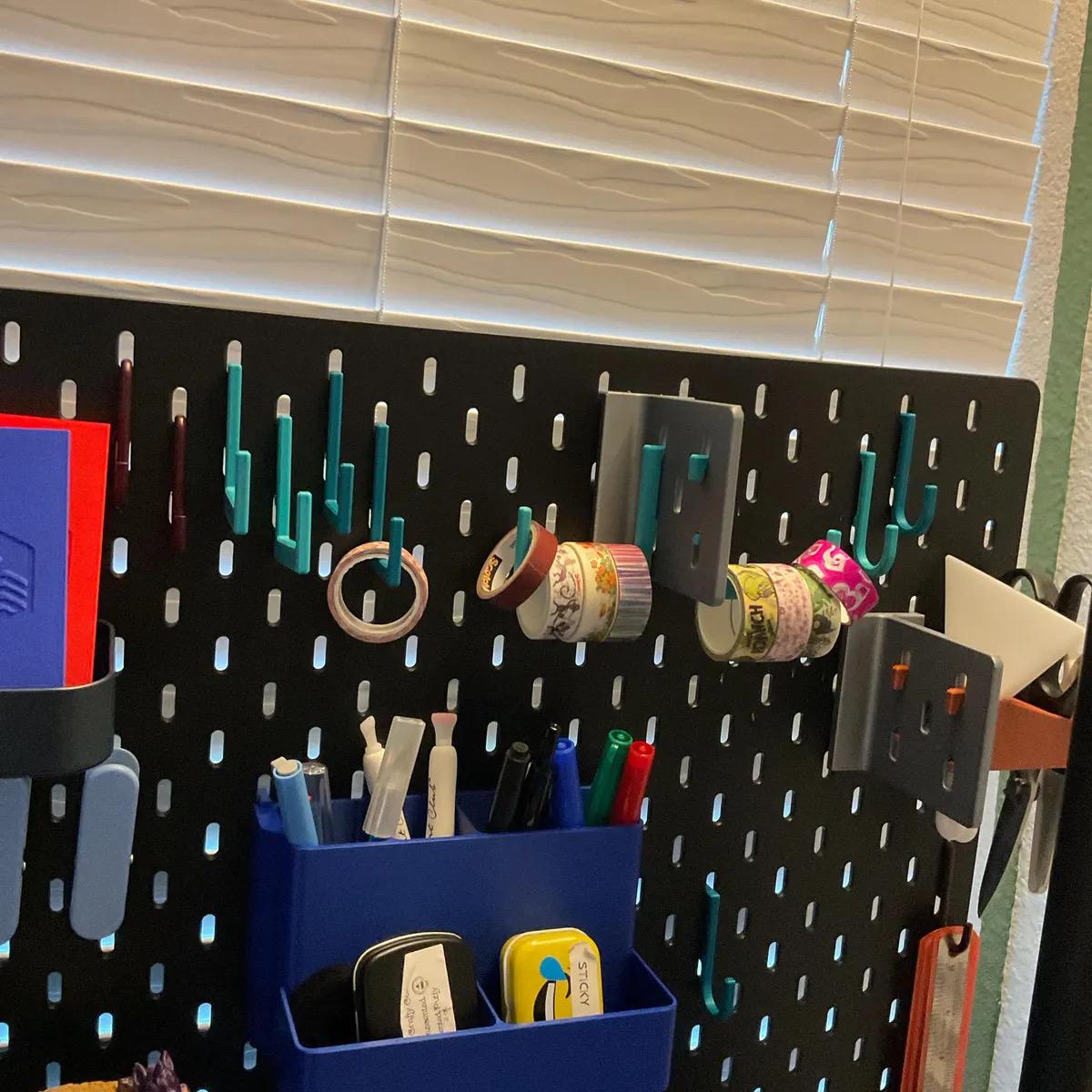 IKEA SKÅDIS Multi-Tier Shelf Bin - 3D Printed Tiered Organizer for Pegboards and Carts - Crafts and Sewing - 30+ Colors