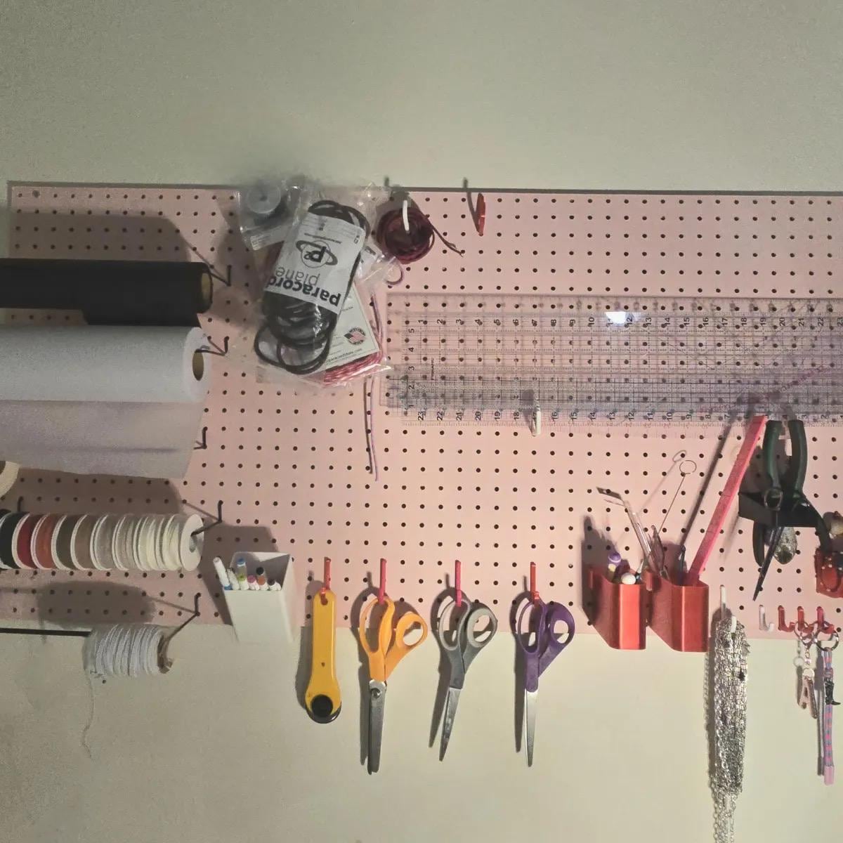 Pegboard Ruler Holder for 1/4 Inch Pegboards - 3D Printed Vertical Storage for Quilting, Sewing, Crafts - 30+ Colors