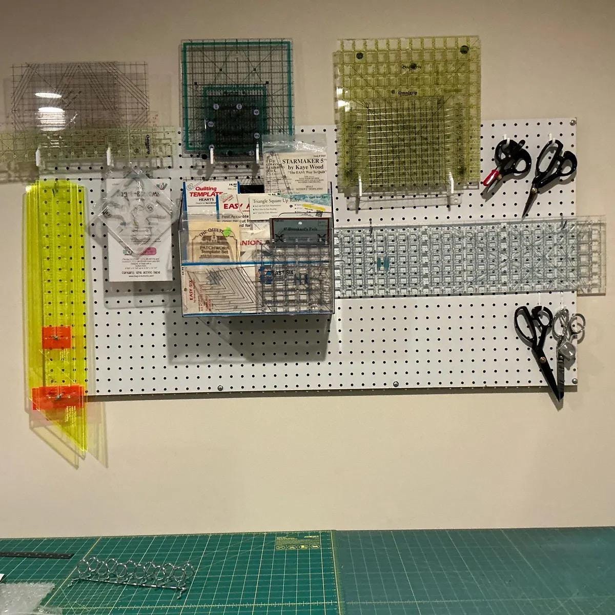 Pegboard Ruler Holder for 1/4 Inch Pegboards - 3D Printed Vertical Storage for Quilting, Sewing, Crafts - 30+ Colors