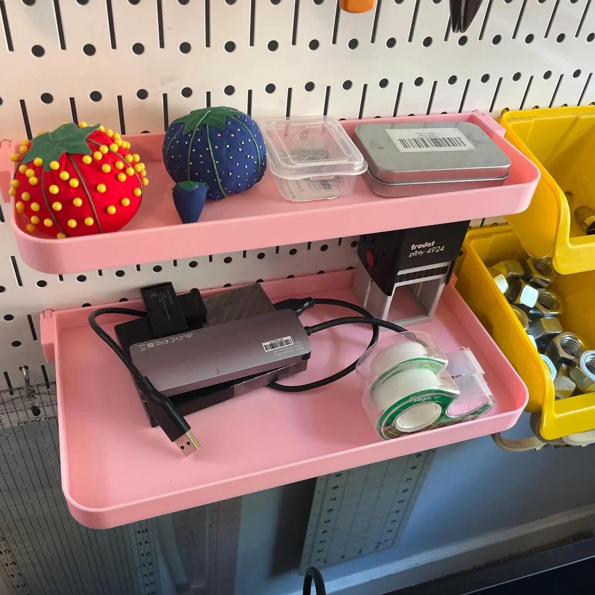 Pegboard Shelves for Standard 1/4" Holes - 3D Printed Custom Sizes & Colors - Tool, Craft Room and Garage Organizer - 30+ Colors