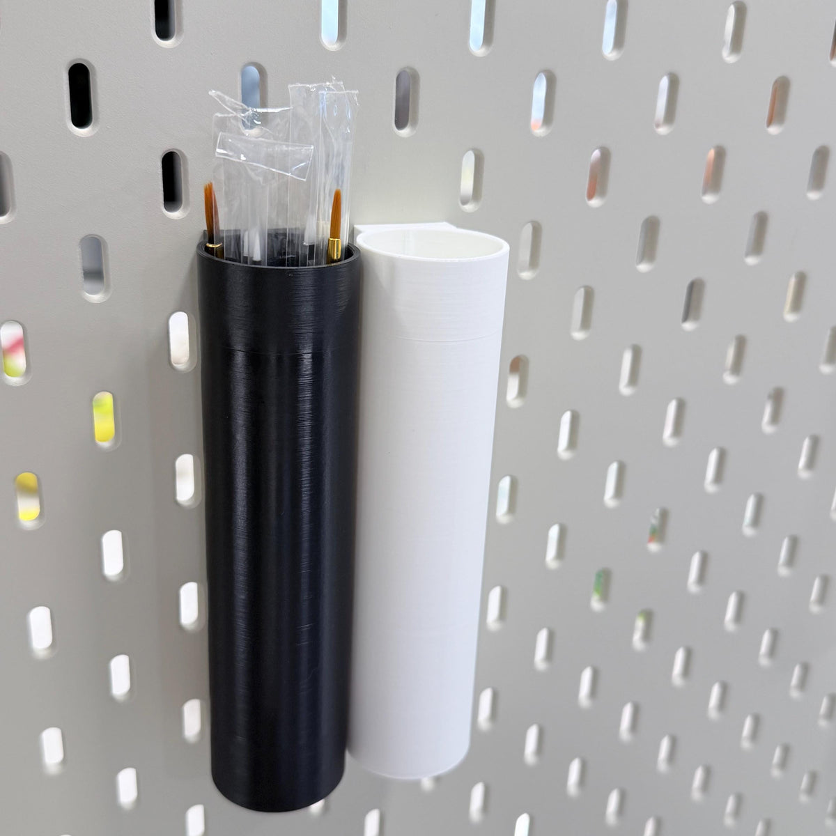 Modular Desk Storage Tubes for IKEA SKÅDIS - 3D Printed Pegboard Pen, Brush, Tool Holder - 30+ Colors