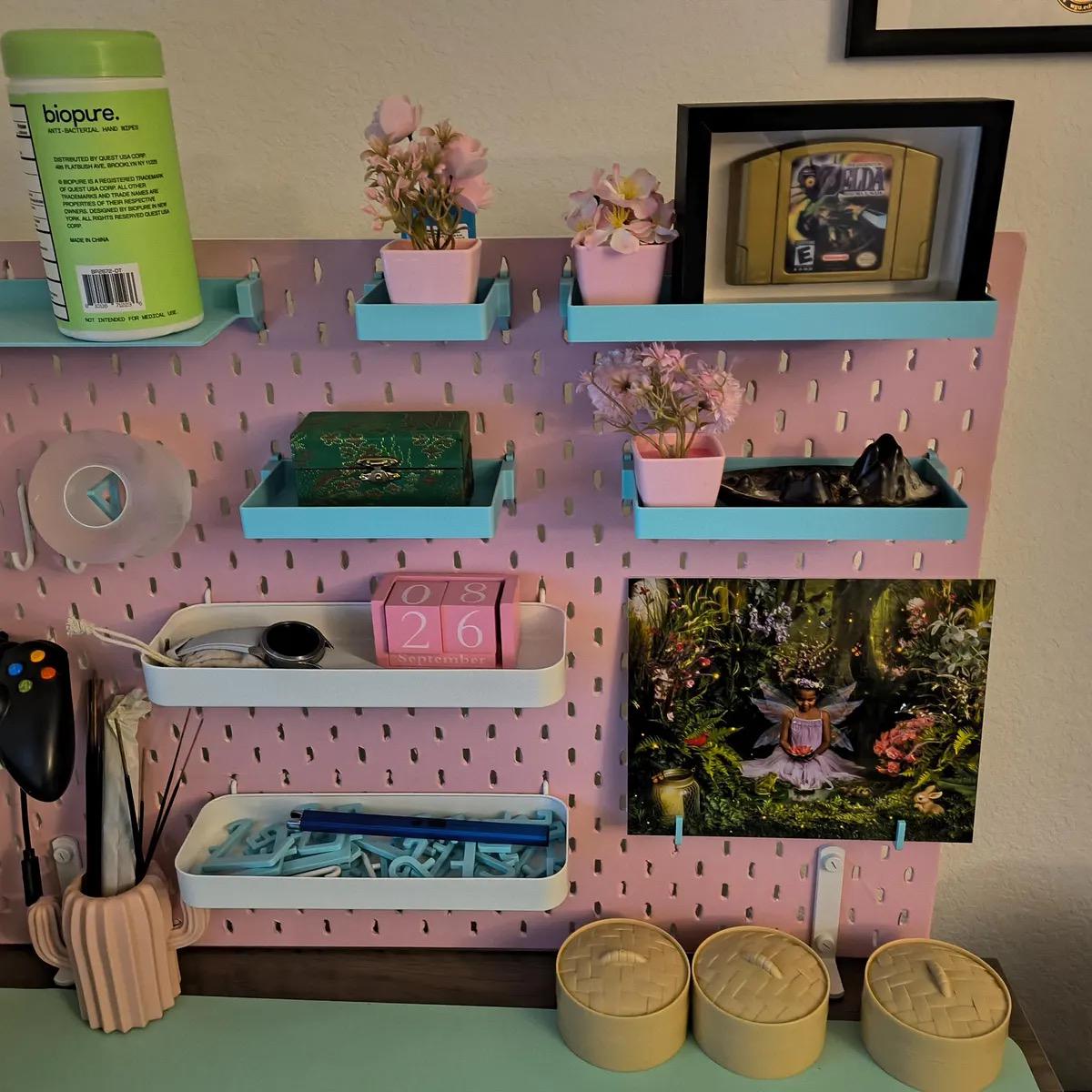 IKEA SKÅDIS & RÅSKOG Shelves - Modular Pegboard and Cart Organizer - 3D Printed - Sewing, Craft Room, Home Office Storage Solution