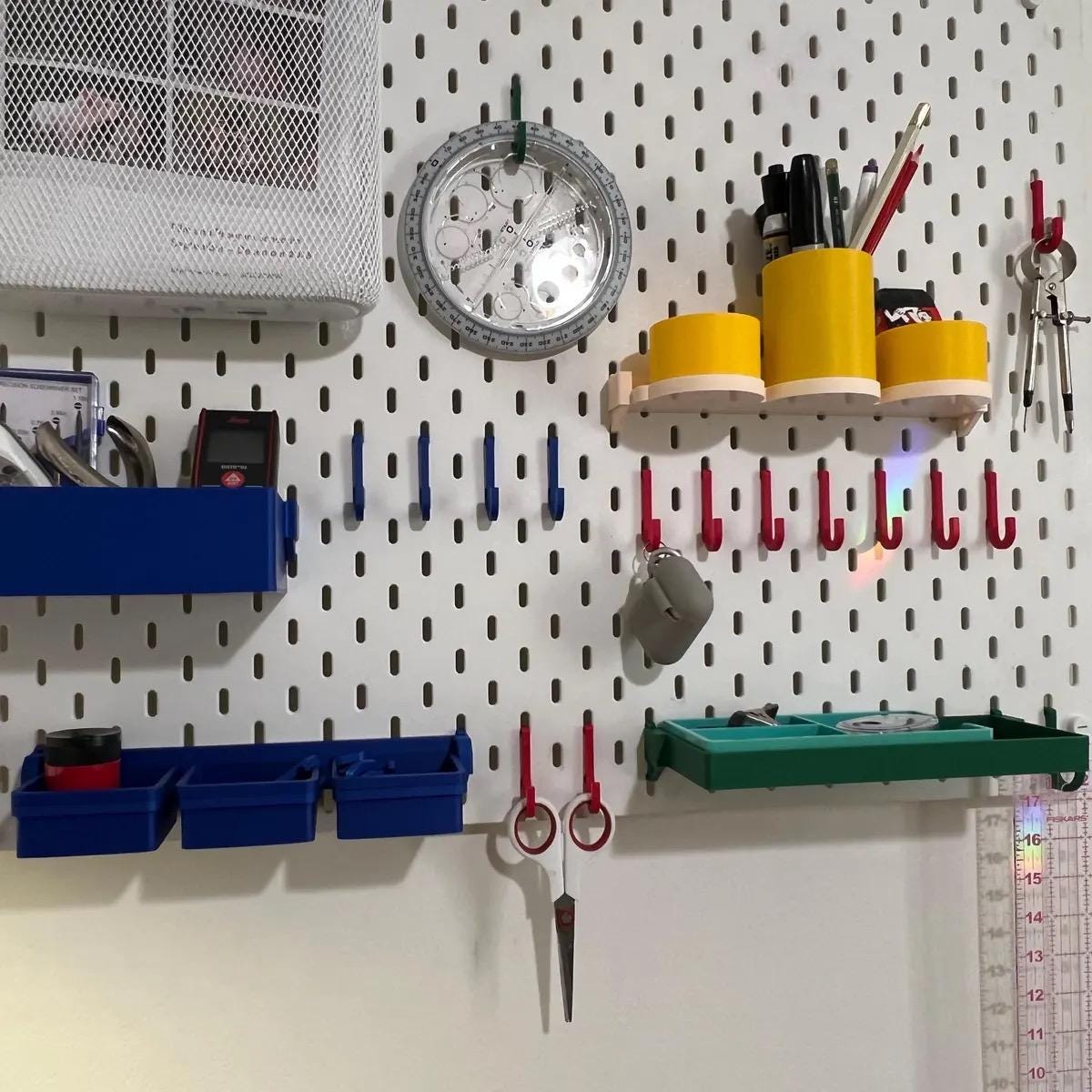 IKEA SKÅDIS Magnetic Snap-On Storage Cups - 3D Printed for Pegboards and Råskog Carts - Crafts, Sewing - 30+ Colors