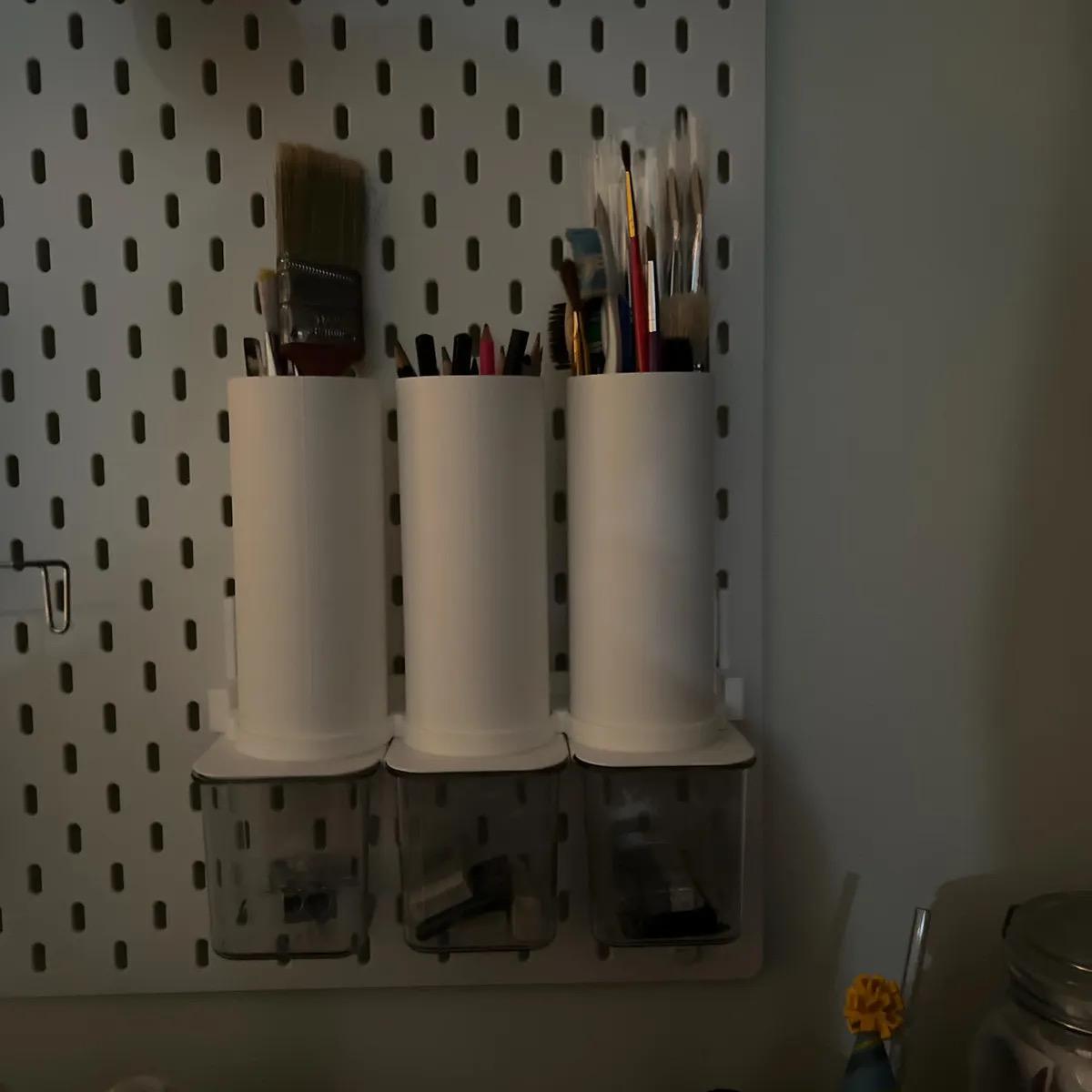 IKEA SKÅDIS Magnetic Snap-On Storage Cups - 3D Printed for Pegboards and Råskog Carts - Crafts, Sewing - 30+ Colors