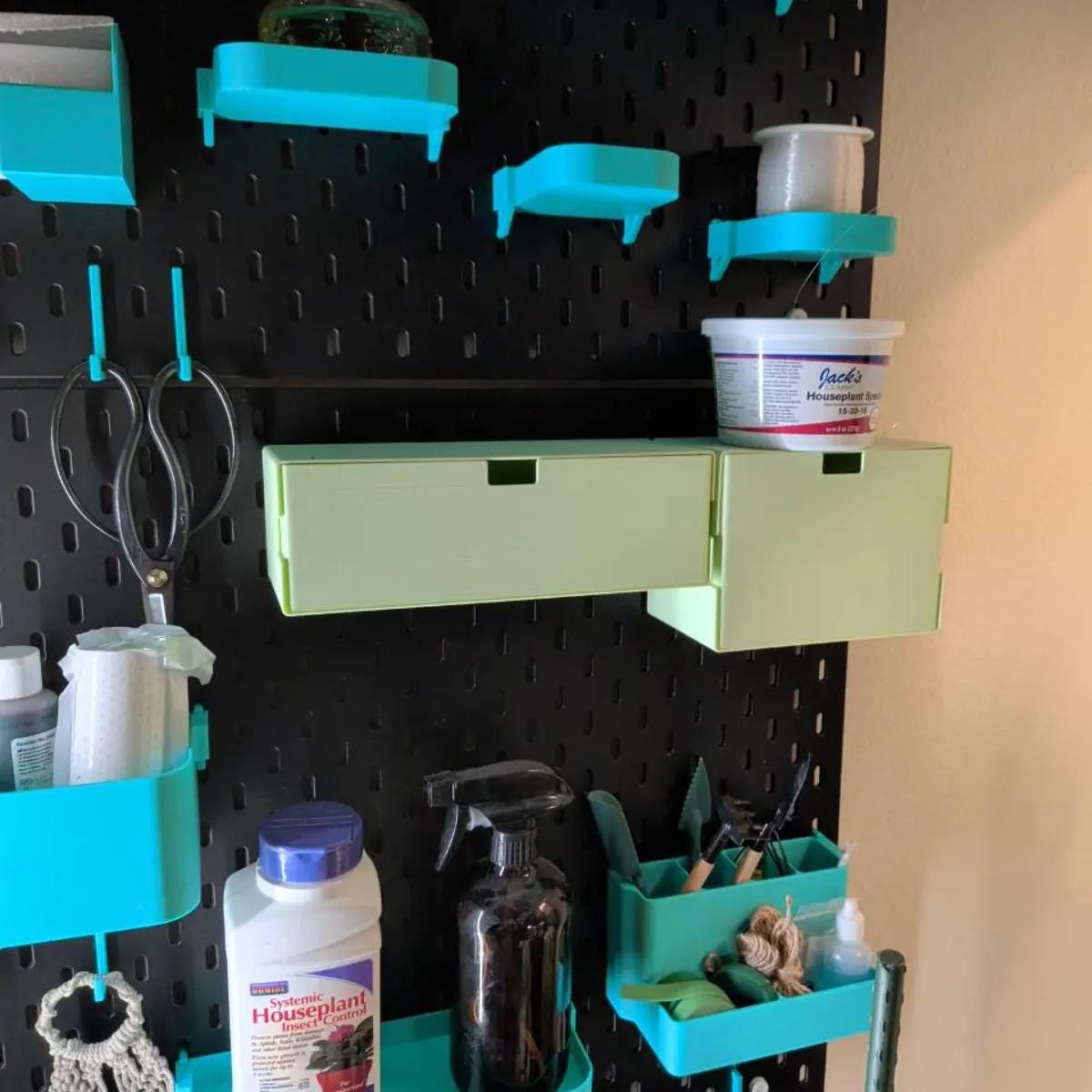 IKEA SKÅDIS Pegboard Accessories Bundle - 3D Printed Shelves, Bins, Hooks, Drawers - Craft Room, Sewing, Home Office Organizer