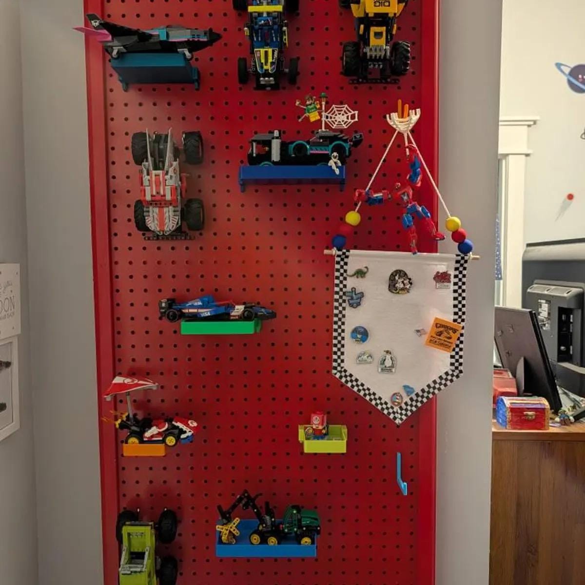 Pegboard Shelves for Standard 1/4" Holes - 3D Printed Custom Sizes & Colors - Tool, Craft Room and Garage Organizer - 30+ Colors