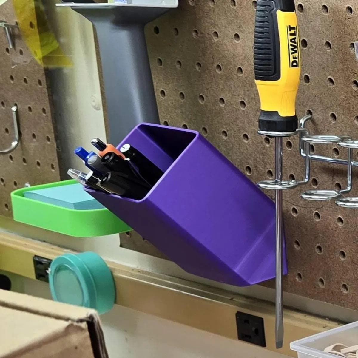 Pegboard Slanted Pencil Holder – Multiple Sizes – Open Style – 3D Printed Organizer – 30+ Colors