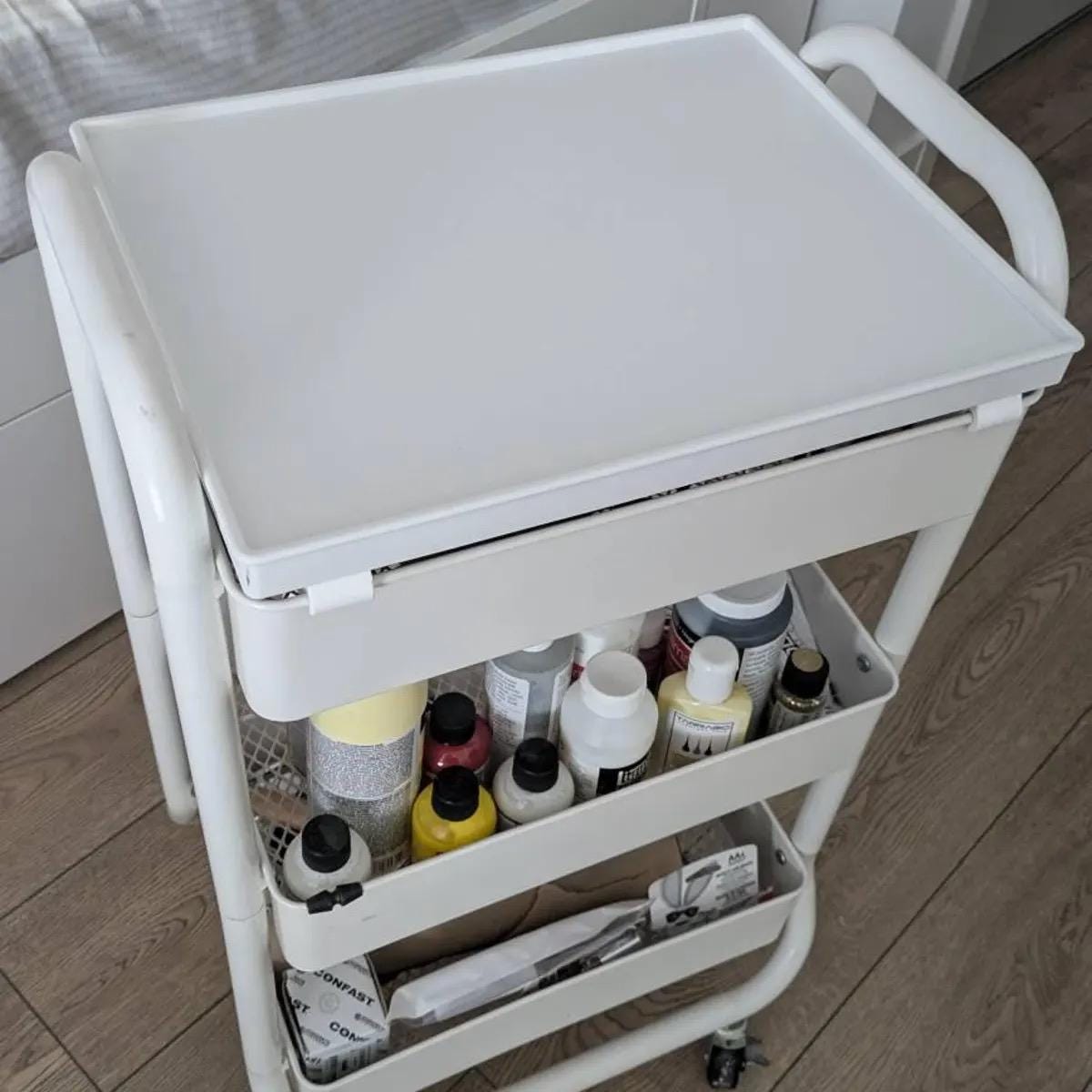 RASKOG Laptop Cart Shelf - 3D Printed Clip-On Stand for IKEA Utility Carts - Mobile Office, Standing Desk, Cart Accessory