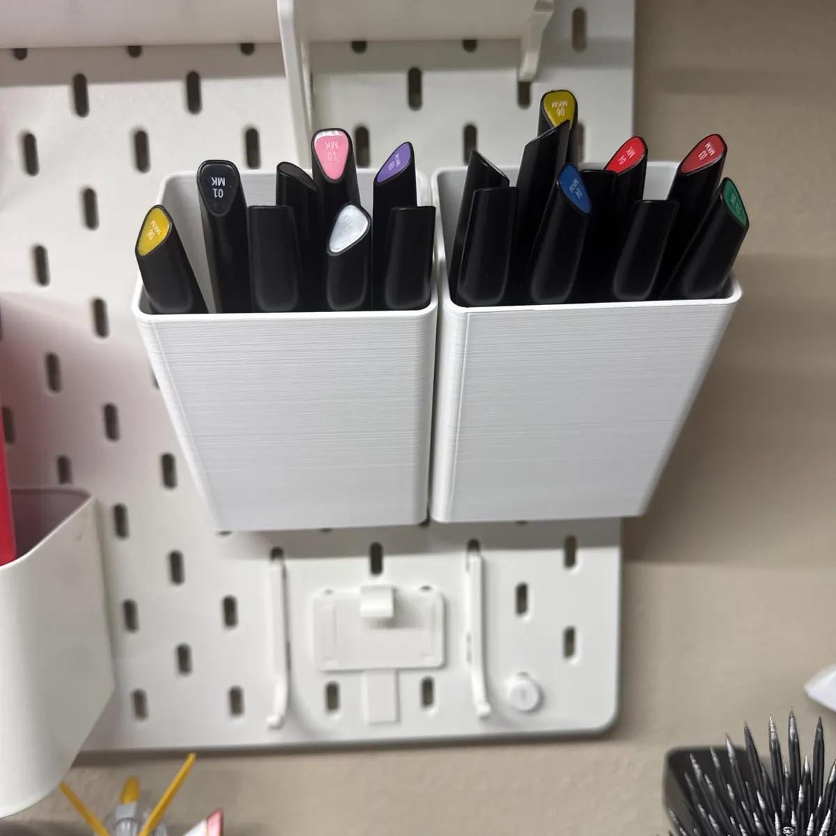 Slanted Pencil Container for IKEA SKÅDIS Pegboards - 3D Printed Pen and Marker Holder - Desk and Craft Room Organizer - 30+ Colors