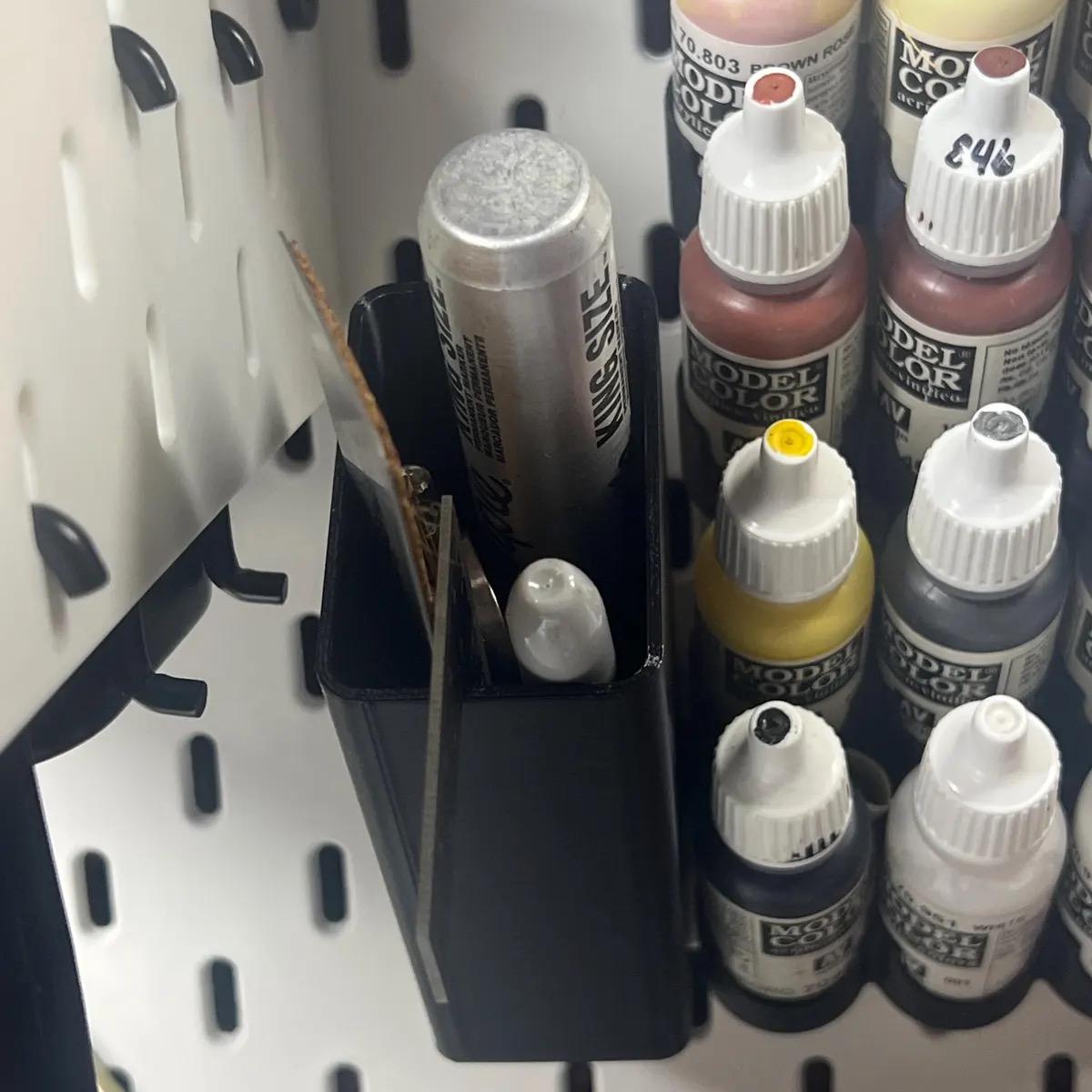Slanted Pencil Container for IKEA SKÅDIS Pegboards - 3D Printed Pen and Marker Holder - Desk and Craft Room Organizer - 30+ Colors